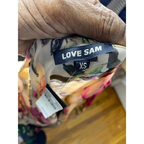 Love Sam Womens Sheath Dress Multicolor Floral V Neck Empire Waist XS New‎ - Picture 7 of 11